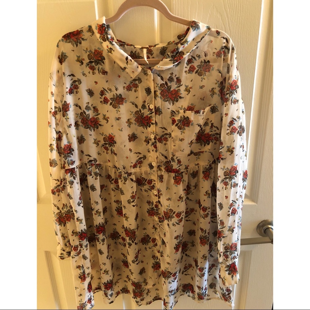 Free People long floral blouse